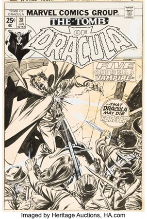Gil Kane and Tom Palmer Tomb of Dracula #28 Blade Cover Original Art (Marvel, 1975)