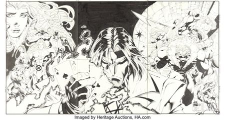 Joe Madureira and Tim Townsend The Uncanny X-Men #350 "Gambit's Greatest Secret Revealed" Wraparound Gatefold Cover Original Art