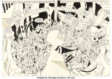 George Pérez and Jerry Ordway Crisis on Infinite Earths #5 Double Splash Pages 7-8 Original Art (DC, 1985)