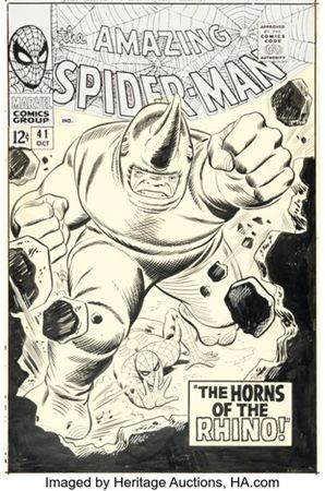 John Romita Sr. and Mike Esposito The Amazing Spider-Man #41 Rhino First Appearance Cover Original Art