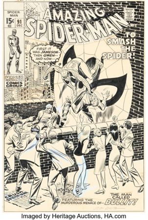 John Romita Sr. The Amazing Spider-Man #91 Cover Original Art (Marvel, 1970)