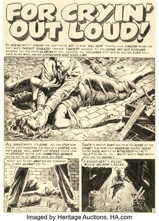 Reed Crandall Shock SuspenStories #15 "For Cryin' Out Loud!" Complete 6-Page Story Original Art (EC, 1954).... (Total: 6 Original Art)