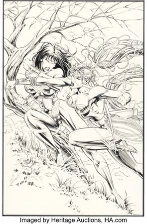 Mike Deodato Jr. Wonder Woman: The Contest Trade Paperback Cover Original Art (DC, 1995)