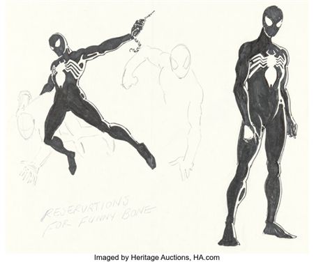 Ron Frenz The Amazing Spider-Man #252 Black Costume Concept Art and Story Page Layout Preliminaries Original Art a... (Total: 6 Original Art)