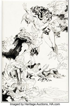 P. Craig Russell Wonder Woman #50 Hermes / Wonder Woman Pin-Up Original Art (DC, 1991)