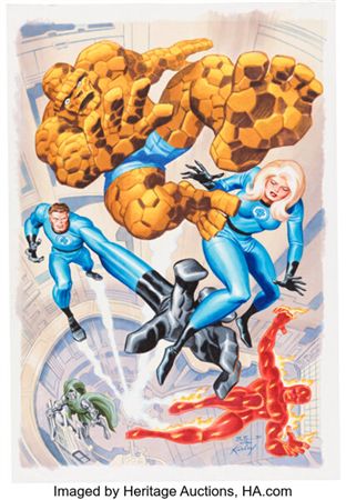 Bruce Timm Jack Kirby Collector #33 Fantastic Four and Dr. Doom Back Cover Original Art (TwoMorrows, 2001)