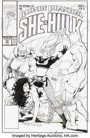 Kevin Maguire and Jim Sanders III The Sensational She-Hulk #23 Cover Original Art (Marvel, 1991)