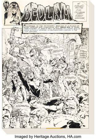 Alex Niño Secrets of Sinister House #11 "Bedlam" Near Complete Story Original Art Group of 7 (DC, 1973).... (Total: 7 Original Art)