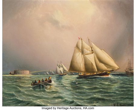 Sailboats and Fort (Off Castle Garden, New York)