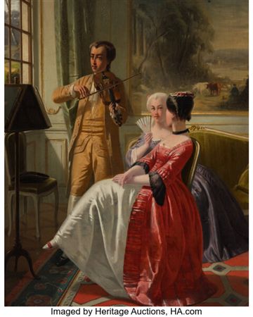 Two women and a violinist