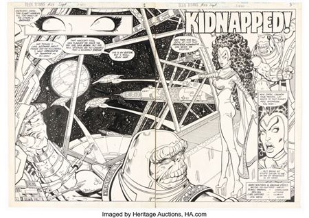 The New Teen Titans #23 Double Splash Pages 2-3 Original Art (DC, 1982) (2)