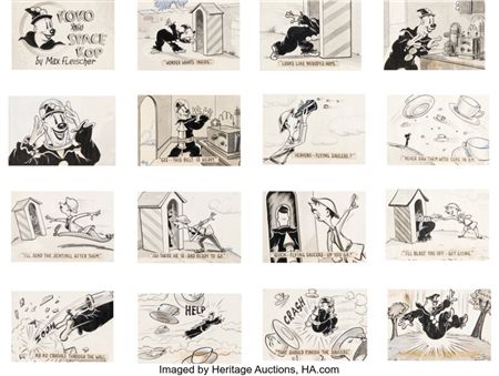 Koko the Space Kop Rare Storyboard Art from Unreleased Revival Series Group of 16