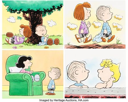 Peanuts It's the Great Pumpkin, Charlie Brown Pages 4/5 and 8/9 Original Art Group of 2