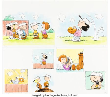 Peanuts Lucy Must Be Traded, Charlie Brown Pages 10/11 and 26/27 Original Art Group of 2