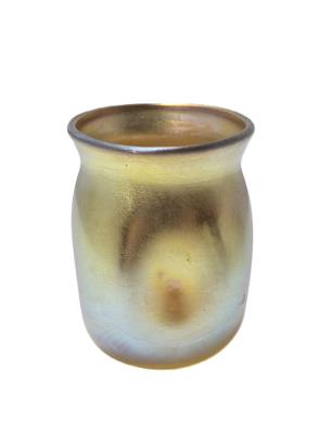 L.C.T. Favrile Glass Signed Pinched Bud Vase Tooth Pick Holder Cabinet Vase Louis Comfort Tiffany