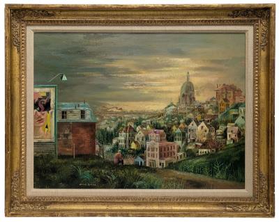 City River Train Figure Billboard Landscape