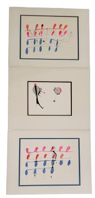 Abstract Composition Gouache Painting Lot of 3