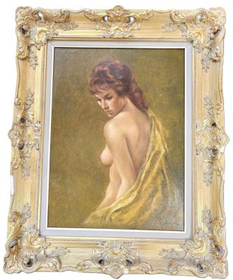 Classical Nude Ginger Hair with Green Blanket