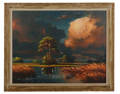 Wetlands marsh fire sky landscape