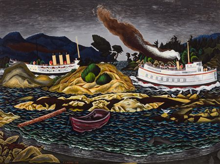 Coastal Boats Near Sidney, BC by Edward John (EJ) Hughes - Auction record, sale price, and art valuation. Compare with similar artists and explore comparable artworks.