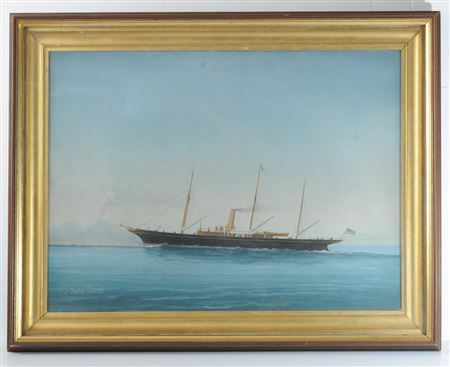American-flagged Steam Yacht Underway in the Bay of Naples