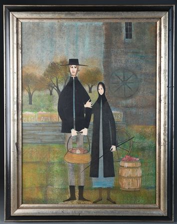 Amish couple with apples