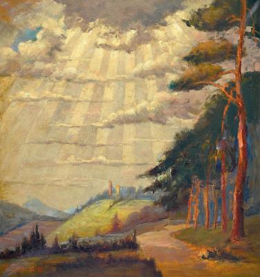 Atmospheric landscape with a view of the Limburg