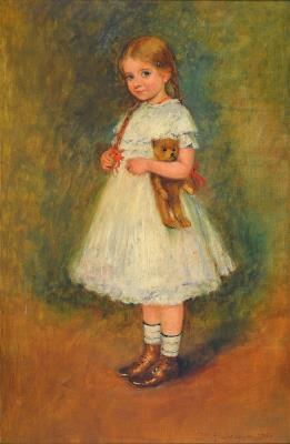 Full Portrait of a Girl with a Teddy Bear