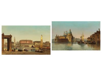 VENICE VIEW OVER THE CANAL GRANDE TO THE DOGE'S PALACE  /  THE ENTRANCE TO THE CANAL GRANDE WITH THE CHURCH OF SANTA MARIA DELLA SALUTE  (2)