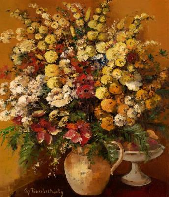 Composition au pichet fleuri