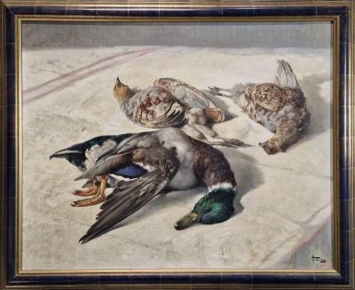 Green collar and partridges by Honore Camos - Auction record, sale price, and art valuation. Compare with similar artists and explore comparable artworks.
