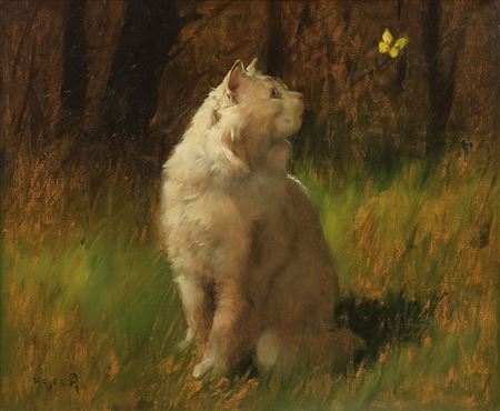 Cat with Butterfly by Arthur Heyer - Auction record, sale price, and art valuation. Compare with similar artists and explore comparable artworks.