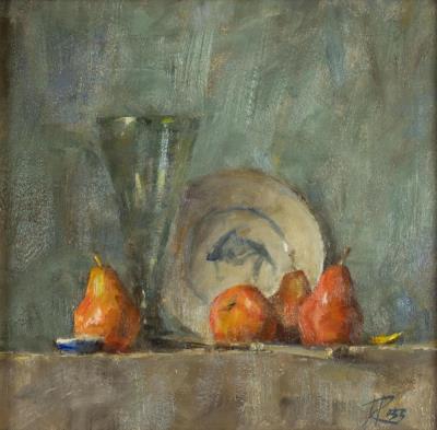Fish Bowl with Red Pears