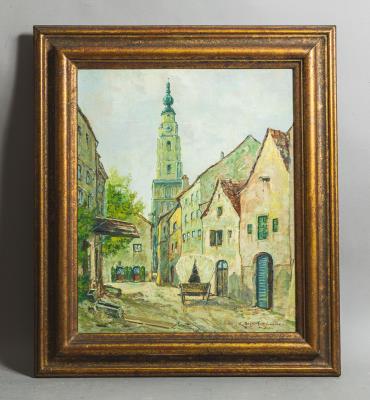 Town  /  Local View by Karl Gross-Sattelmeier - Auction record, sale price, and art valuation. Compare with similar artists and explore comparable artworks.