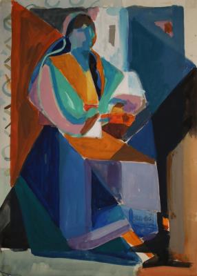 Standing woman with wide robe