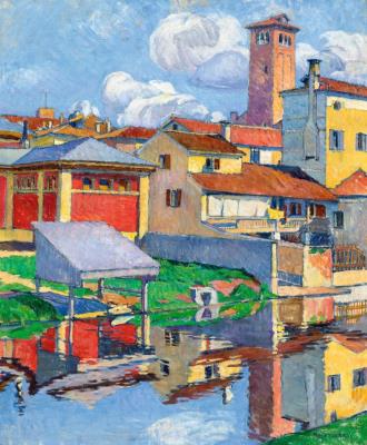 Italian Town (Treviso in Summer) by Gyula Kosztolanyi - Auction record, sale price, and art valuation. Compare with similar artists and explore comparable artworks.