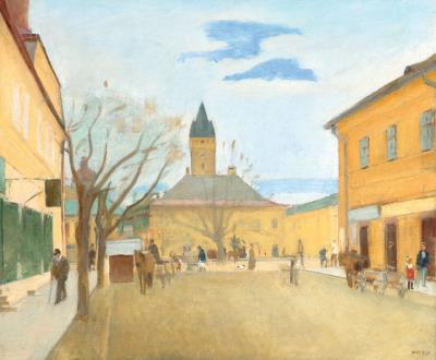 Nagybánya Detail (The Small Market of Nagybánya) by Andreas Armas Mikola - Auction record, sale price, and art valuation. Compare with similar artists and explore comparable artworks.