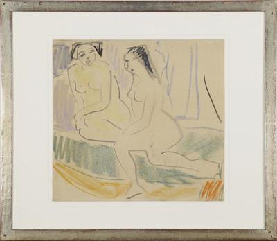 Two female nudes in the studio