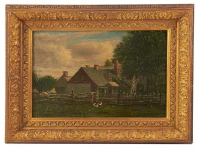 Farm Scene with Chickens