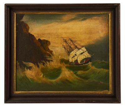 Three-Masted Ship in Storm