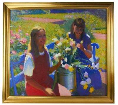 Young Girls with Flowers