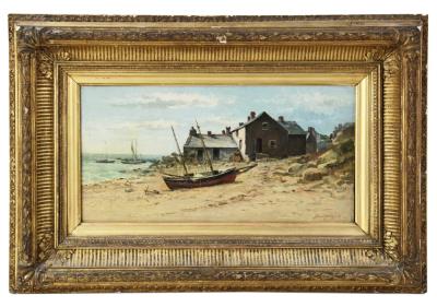 Coastal Scene with Docked Boat