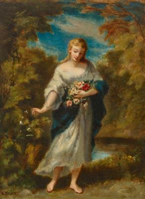 Flore (Mme Diaz) répandant des fleurs sur la nature.