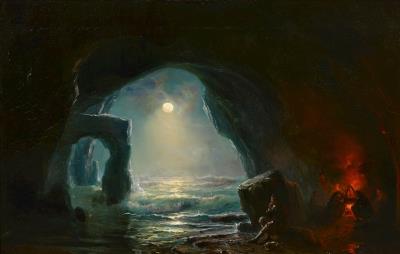 Smugglers' cave in the moonlight
