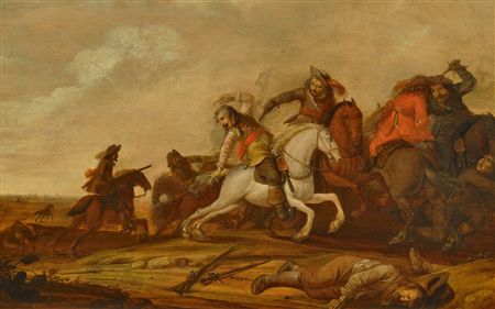 Battle scene in a landscape. 1643
