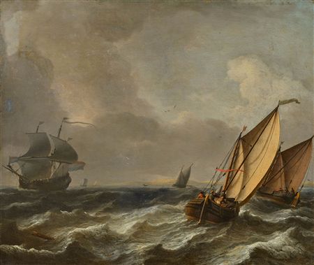 A seascape with ships