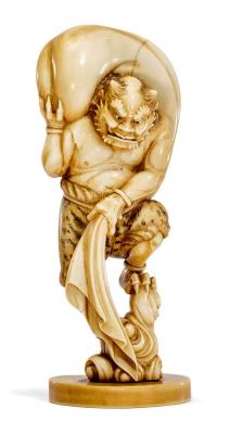 An Expressive Okimono of the Wind God (Fujin)