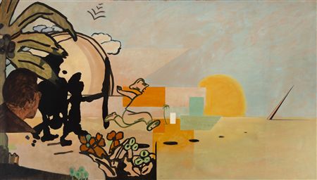 Landscape with Two Powerful Characters by Luis Paulo Baravelli - Auction record, sale price, and art valuation. Compare with similar artists and explore comparable artworks.