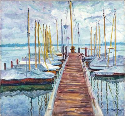 Boat pier with sailboats