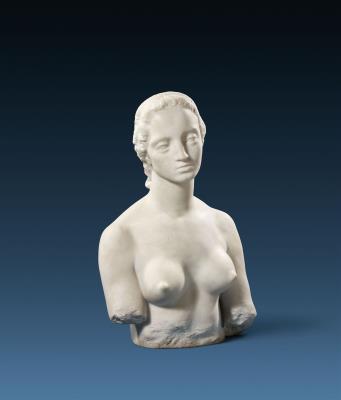 Female bust (Bust of Mrs L.) by Wilhelm Lehmbruck - Auction record, sale price, and art valuation. Compare with similar artists and explore comparable artworks.